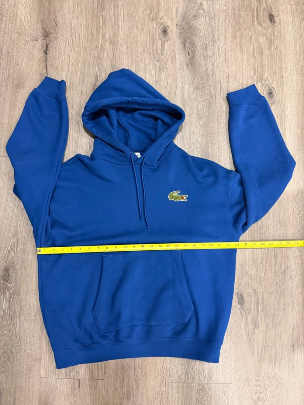 Lacoste Blue Hoodie Sweatshirt with Green Crocodile Logo
